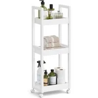 SONGMICS Badregal BCB083, SONGMICS Rollwagen, Badezimmerregal mit 3 Ebenen