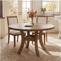 Tribesigns Esstisch 120cm Runder Massivholz-Esstisch für 4–6 Personen (120 x 120 x 75 cm Für Esszimmer, Wohnzimmer & Küche – Einfache Montage), Küchentisch im Landhausstil mit einzigartig geschwungenen Beinen
