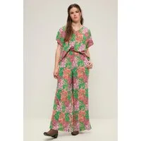 Studio Untold Schlupfhose Palazzo Hose Loose Shape Saumschlitz Patchprint