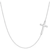 Runde Perlé Kreuzkette zarte Kette Kreuz Damen – 925 Sterling Silber oder 18K vergoldet, Halskette mit seitlichem Kreuzanhänger, 40+5 cm verstellbar