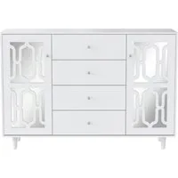 Merax Sideboard mit verspiegelten Glastüren und vier Schubladen, Kommode im Landhausstil,Anrichte,Küchenschrank,B/H/T:148/102/40cm