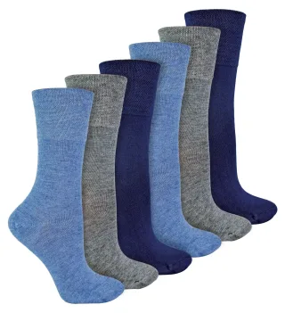 IOMI - 6 Pack Damen Diabetiker Bambus Socken | Extra breite nahtlose lockere nicht elastische Socken für Frauen - Blau