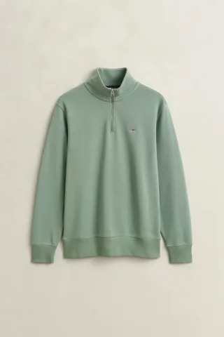 GANT - Shield Sweatshirt mit halblangem Reißverschluss Grün - Gr. - XL
