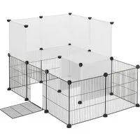 EUGAD Kleintierkäfig, mit Tür Doppelstöckig DIY 20 Platten Grau 107x72x72cm