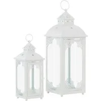 OTTO home Kerzenlaterne (Set, 2 St., im 2-teiligen Set: 29 und 44cm hoch), Windlichter mit filigranen Ornamenten aus Metall, weiß lackiert