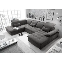 ED EXCITING DESIGN Wohnlandschaft Wayne U-Form mit Bettfunktion, Bettkasten, Arm- und Kopfteilverstellung & 3 Nierenkissen