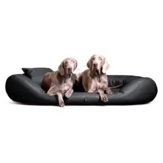 Tierlando ® Orthopädisches Hundebett SAMMY | Pflegeleichtes Kunstleder | L-XXXXL schwarz/ graphit 1,7 m, 35 cm, 1,1 m