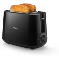 Philips Toaster HD2581/90 Daily Collection, 2 kurze Schlitze, für 2 Scheiben, 830 W, Brötchenaufsatz, Krümelschublade, 8 Bräunungsstufen, Schwarz