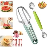 FELIXLEO Obstschneider Melonenschneider 3 in 1 Edelstahl Obstgabel Melonenausstecher, (1-tlg)