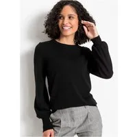 bonprix Strickpullover aus weichem Viskose-Feinstrick, mit Ballon-Ärmeln mit breiten Bündchen