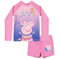 United Labels® Badeanzug Peppa Wutz Schwimmset UV-Schutz 30 Badeanzug langarm Shirt Zweiteiler