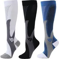 Mutig Kompressionsstrümpfe 3 Paar Kompressionsstrümpfe Sportsocken Kniestrümpfe Stützstrümpfe (15-25mmHg Stützstrümpfe Sport Kompressionssocken mit Elastisch, Reisestrümpfe Kompressionsstrümpfe Damen & Herren) Compression Socks für Sport, Laufen, Flu