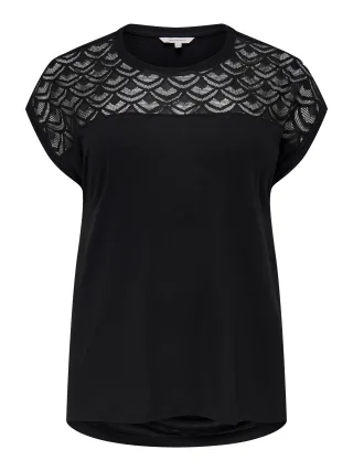 ONLY CARMAKOMA - CARFLAKE S/S MIX TOP JRS NOOS Black - Gr. - 44