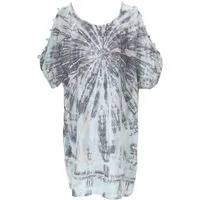 Guru-Shop Midikleid Schulterfreies Batikdress, Cold Shoulder.. Festival, Ethno Style, Hippie, alternative Bekleidung