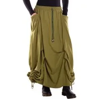 Vishes Maxirock Baumwolle asymmetrisch langer warmer Rock Lagenlook Taschen Alternative Bekleidung, Ethno, Hippie, Retro Style