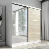 A&J MöbelLand GmbH Schiebetürenschrank NERO 200 cm mit Spiegel drei Schubladen (TOP ANGEBOT! Geräumiger Schrank mit einer Breite von 200 cm und Spiegel, ideal zur Aufbewahrung von Kleidung und Accessoires. 3 Schubladenund viel Stauraum. TOP PRODUKT! 