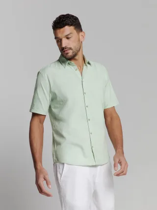 No Excess - Shirt Short Sleeve Solid With Linen mint - Gr. - L
