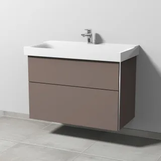 Sanipa 3way Waschtischunterbau zu Geberit Xeno2 Waschtisch mit 2 Auszügen, Taupe-Matt BP6611T