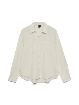 VERO MODA - VMTHILDE LS SHIRT WVN NOOS Silver Lining - Gr. - M