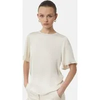 comma Kurzarmshirt T-Shirt Satiniertes Blusenshirt im Relaxed Fit
