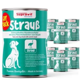 Supravit Hundenassfutter 6 x 820g Strauß