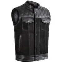 MDM Lederweste Custom Biker Lederweste Nubuk mit Reißverschluss Hunter Bikerweste