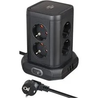 Brennenstuhl Steckdosenturm 8-fach Steckdosenleiste 11-fach (Ein- / Ausschalter, USB-Anschlüsse, Klappendeckel, Schutzkontaktkupplung, Schutzkontaktstecker, Überspannungsschutz, Kabellänge 2 m)