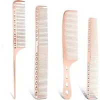 LuxusKollektion Strähnenkamm 4er Set Aluminium Haarkämme für Männer und Frauen, Friseur