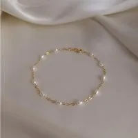 GOLDEN Perlenarmband 14K Gold gefüllt mit Süßwasserperlen Armband, zierliches Goldarmband