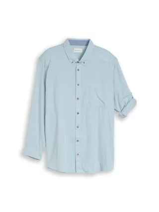 Tom Tailor - Plus Size - Regular Fit Hemd mit Turn-Up-Funktion mountain blue herringbone - Gr. - 5XL