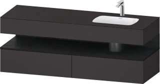 Duravit Qatego Einbauwaschtisch mit Konsolenwaschtischunterbau Graphit Supermatt 1600x550x600 mm - Q QA4796016800000
