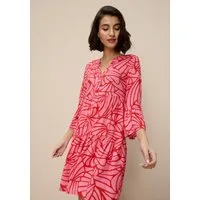 Tamaris Sommerkleid mit Allover-Print und Volants aus Viskose, für Frühling und Sommer, Mini-Länge