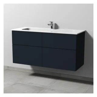 Sanipa 3way Keramik-Set Design Keramik-Waschtisch und Unterbau mit 4 Auszügen, Marine-Matt SP4821R