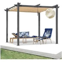PURPLE LEAF Pergola 3 x 4 m Pavillon mit Schiebedach Aluminium Wasserdicht, UV-Schutz, BxTxH: 300x300x245 cm, (Komplettes Set, Freistehende Pergola mit manuellem Schiebedach), Gartenpavillon Stabil & Winterfest, Terrasse, Balkon