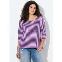 Ulla Popken T-Shirt Ringelshirt Classic Fit Rundhals 3/4-Arm