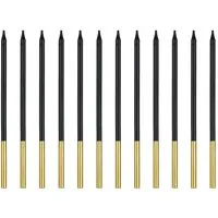 partydeco Geburtstagskerze, Geburtstagskerzen 14cm glatt 12er Set Schwarz Gold