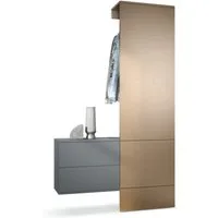 Vladon Garderoben-Set Carlton Set 2, (Wandgarderobe bestehend aus, 1 Paneel und 1 Schubkastenschrank), Anthrazit matt/Bronze Optik (105 x 193 x 35 cm)