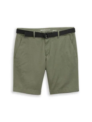 Denim Tom Tailor - TTREGULAR Chino Shorts mit Gürtel olive tonal twill structure - Gr. - M