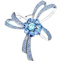 MayTree Brosche "blaue Schleife", mit Strass-Steinen blau (Stück, 1-tlg), Metallbrosche in Form einer Schleife mit blauen Strass-Steinen