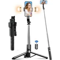 DESUO Selfie-Stick 170CM Bluetooth Selfie Stick Handy Stativ mit 2 Fülllicht für iPhone