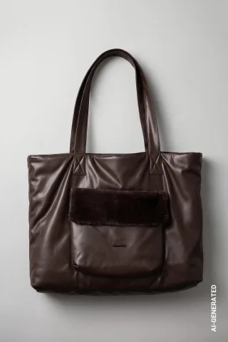 monari - Shopper mit Lederoptik black coffee - Gr. - OS