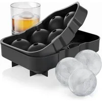 Arendo Eiswürfelform 6x 46ml Kugelform sechsfach mit Trichter & Deckel, extra große Öffnung, (1-tlg), Silikon zum leichten Herauslösen, spülmaschinengeeignet