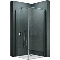 Mai & Mai Grossraumdusche Duschkabine Hebe-/Senk-System Duschabtrennung H:195cm 8mm ESG Nano, BxT: 80x80 cm, Einscheibensicherheitsglas