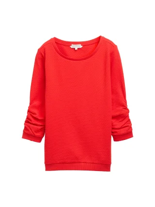 Denim Tom Tailor - Sweatshirt mit Raffungen scarlet red - Gr. - S