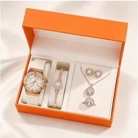 ibettertec Quarzuhr Geschenke für Frauen–Damen Quarzuhr Schmuck Geschenkset, (mit Armbanduhr, Halskette, Armband, Ring & Ohrringen – Geschenkidee zu Weihnachten, Geburtstag, Muttertag & Valentinstag, 5-tlg)