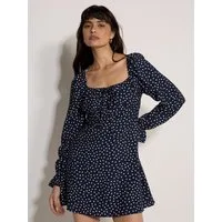 Apricot Minikleid Minikleid mit Polka-Dot-Muster mit Reißverschluss