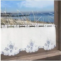 Delindo Lifestyle Scheibengardine Muscheln (1 St), Stangendurchzug, halbtransparent, Voile, mit Stangendurchzug für die Küche