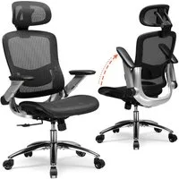 COMHOMA Bürostuhl ergonomischer schreibtischstuhl mit Mesh, 2D-Kopfstütze, 4D-Armlehnen, Hohe Rückenlehne mit Wipp- & Feststell 90-125°