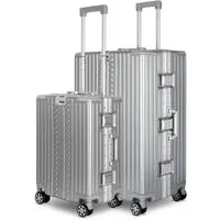 WINLIFE Trolley WINLIFE®Größe M, L, XL Reisekoffer Alu-Rahmen ABS & TSA Schloss Silber, 4 Doppelrollen Rollen, ABS+PC-Hartschale, TSA-Schloss, 360°-Doppelrollen