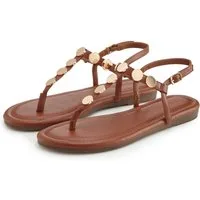 Vivance Sommerschuh, offener Schuh, Sandalette, Sandale mit goldfarbenen Schmuckelementen VEGAN